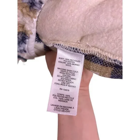 Vineyard Vines Sherpa Quarter Zip Beige Women’s L Preppy Cozy Pullover - Picture 6 of 7